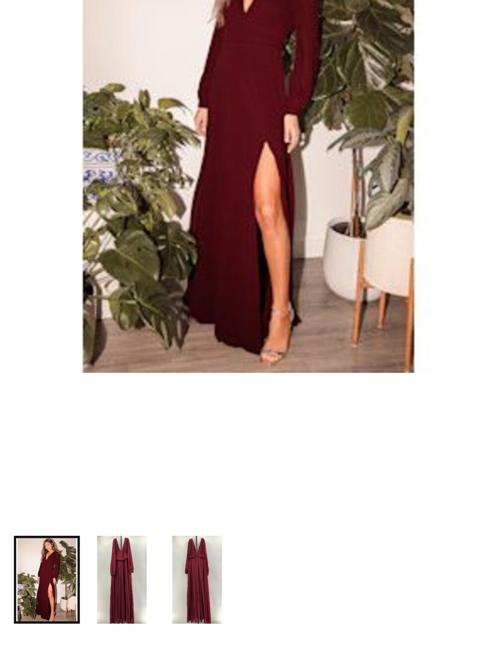 Women's Long Side-Slit Maxi dress- Burgundy